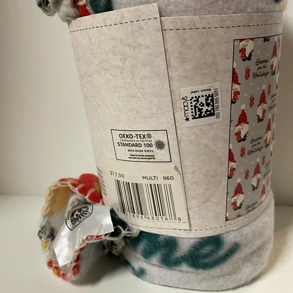 Birch Trail Fleece Blanket Christmas Throw Gnome for the Holidays 50X60